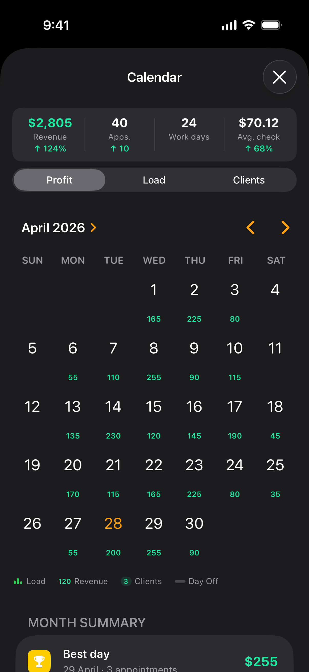 Your calendar at a glance