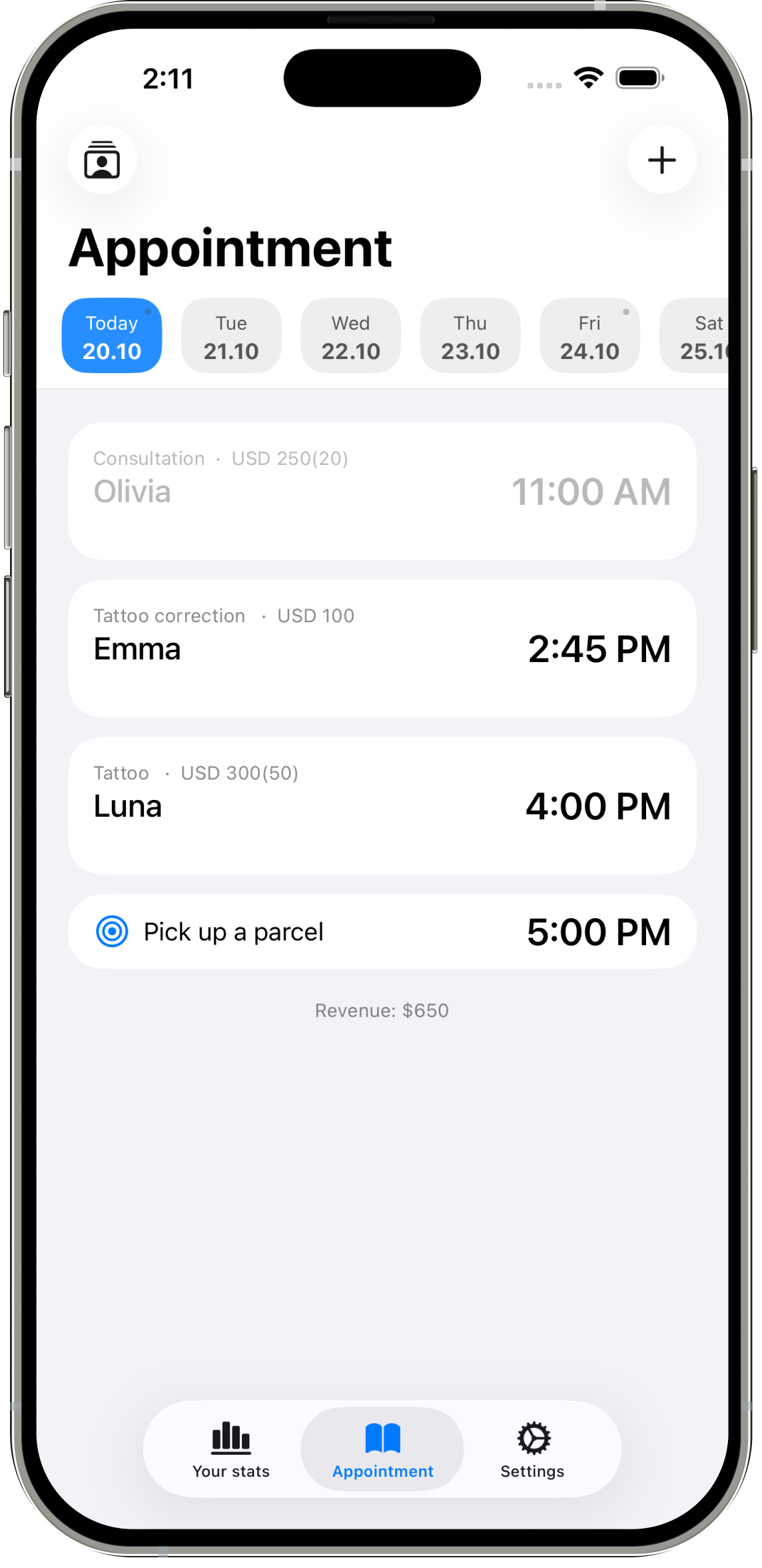 My Clients app screenshot